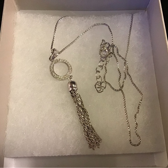 Beautiful sterling silver necklace with diamonds.  NEW - Picture 11 of 11